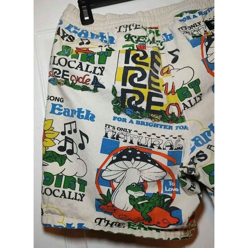 Men's Vans Eco Positivity Graphic Print Skate Beige Shorts Elastic - Small - Picture 6 of 9